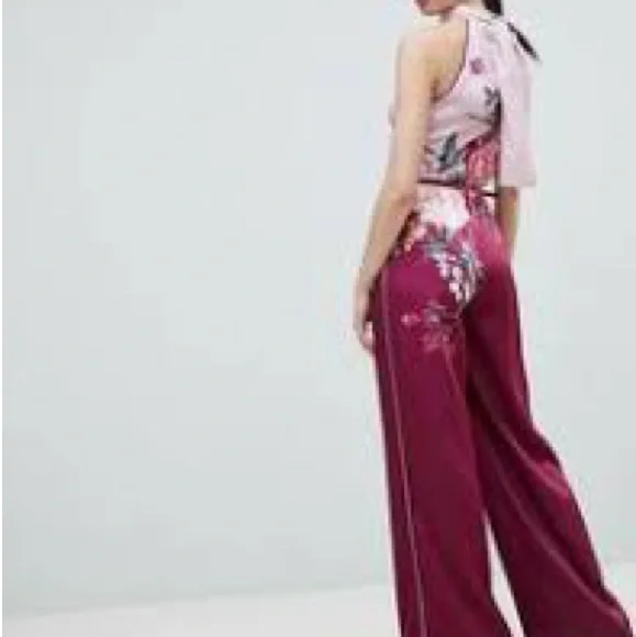 Ted Baker Pink and Burgundy Floral Jumpsuit - Picture 2 of 5